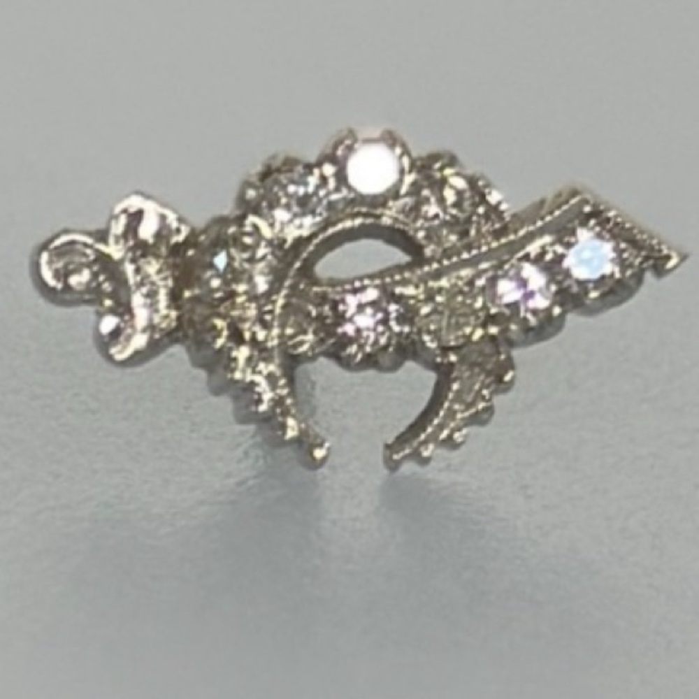 18k Diamonds real solid white gold and 10k Yellow Gold Mason Brooch